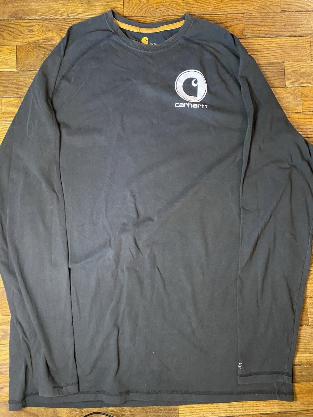 Carhartt Force Relaxed Fit Long Sleeve Shirt Mens XL Tall Black Work Tee